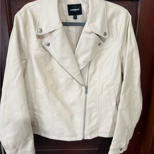 Express Women's Cream Leather Jacket